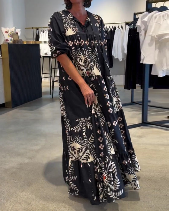 Kjole Slips Blomstrende Fuld Nederdel Ferie Maxi