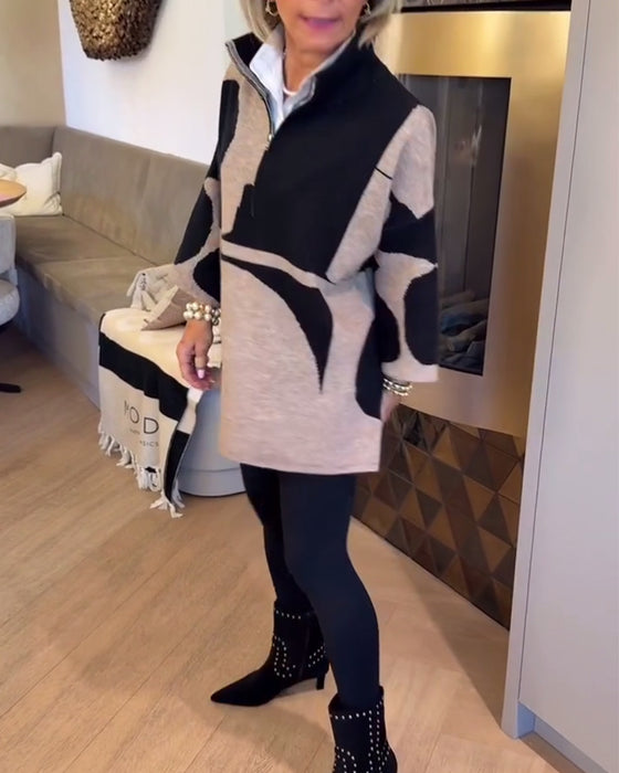 Pullover Med Halv Lynlås Og Moderne Stående Krave