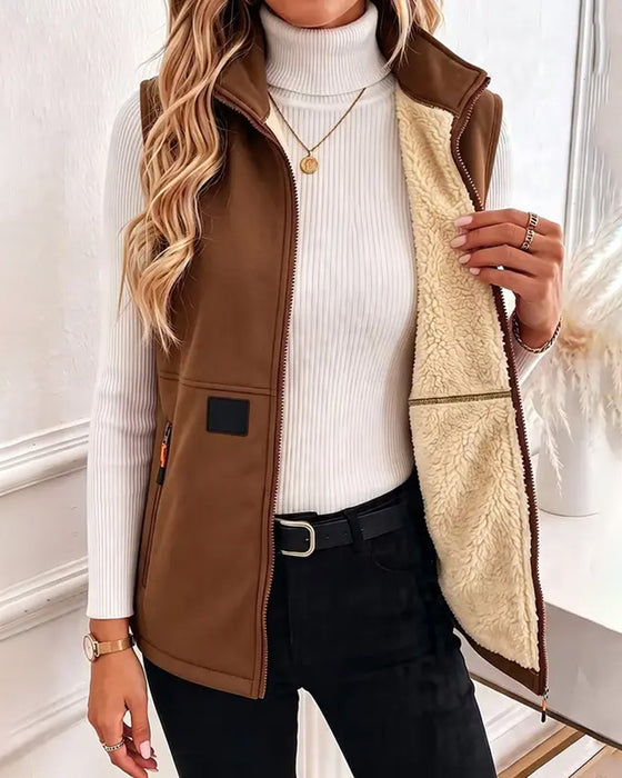 Cardigan Polstret Polar Fleece Åben Foran