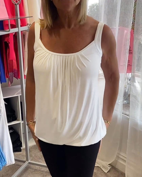 Plisseret hvid camisole top