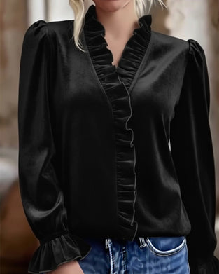 Top Rynket Fløjl Elegant