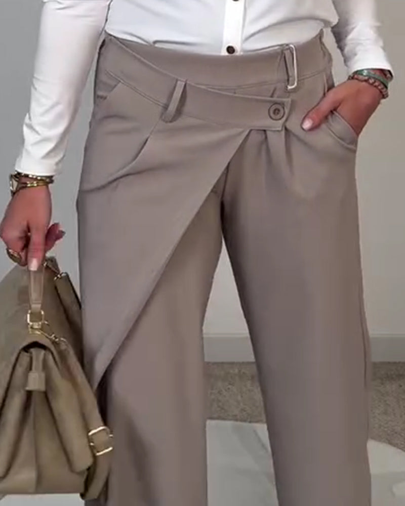 Bukser Casual Ensfarvet Asymmetrisk