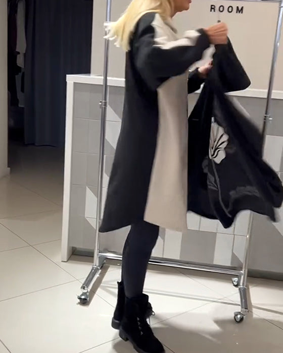 Kjole Med Hætte Farveblok Blomstertryk