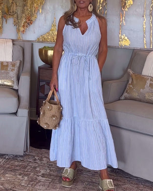 Lang stribet kjole uden ærmer