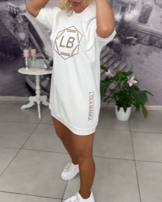 Kjole Med Hætte Trykte Bogstaver Sport