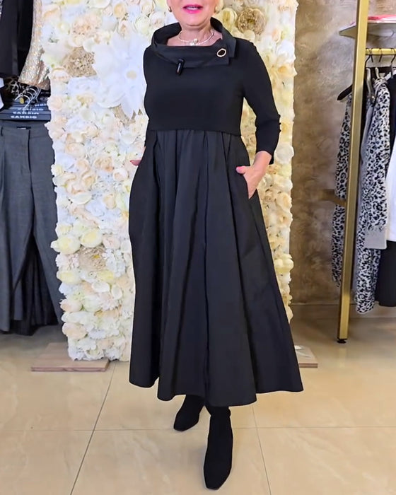 Kjole Fashionable Street Ensfarvet A-linje