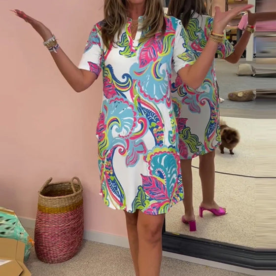 Shift kjole med print