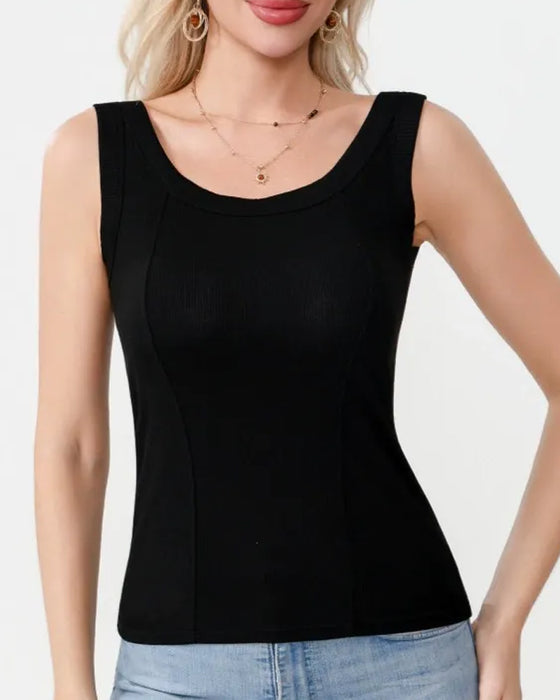 Cami‑Top Solid Farve Med Indbygget Bh