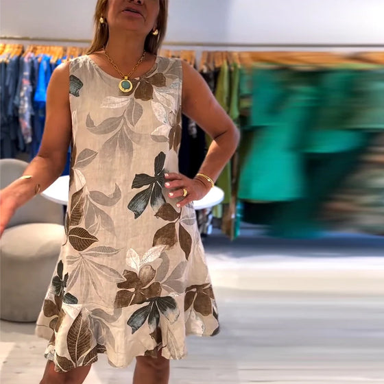 Kjole Uden Ærmer Rund Hals Printet