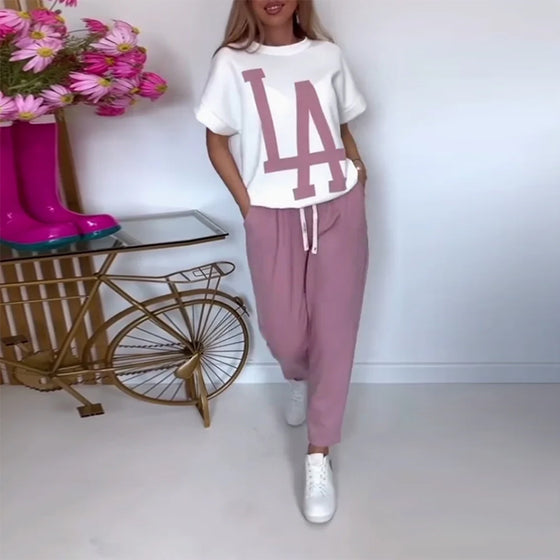 Sæt Casual Letter Print Sports