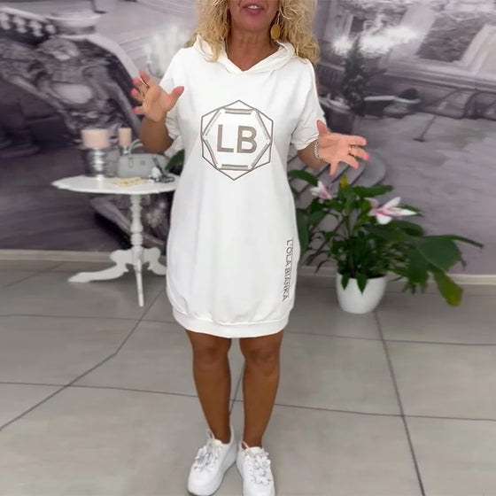 Kjole Med Hætte Trykte Bogstaver Sport