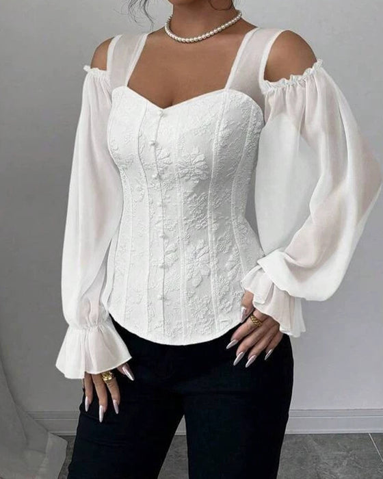 Bluse Off-Shoulder Lang Ærme Talje