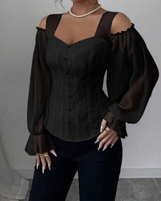 Bluse Off-Shoulder Lang Ærme Talje
