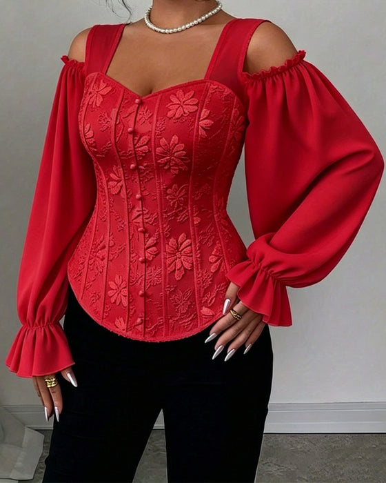 Bluse Off-Shoulder Lang Ærme Talje