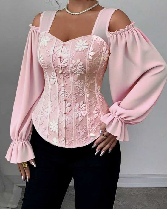 Bluse Off-Shoulder Lang Ærme Talje
