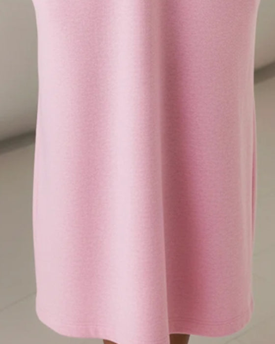 Langærmet Lossiddende Casual Kjole Med Hætte