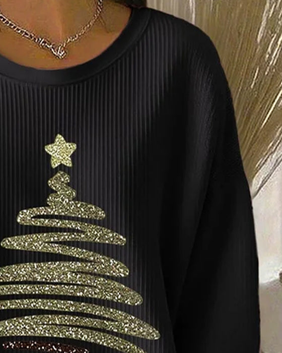 Sweatshirt Løs Pitted Juletryk