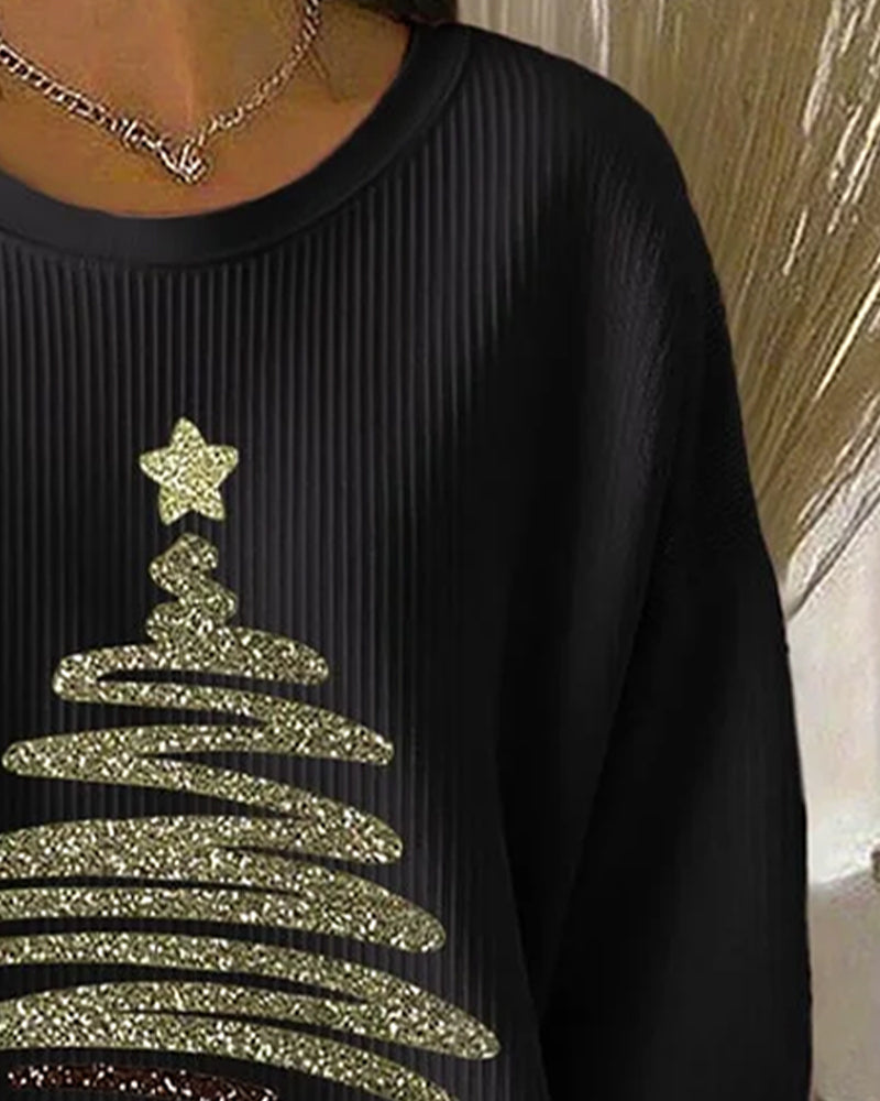 Sweatshirt Løs Pitted Juletryk