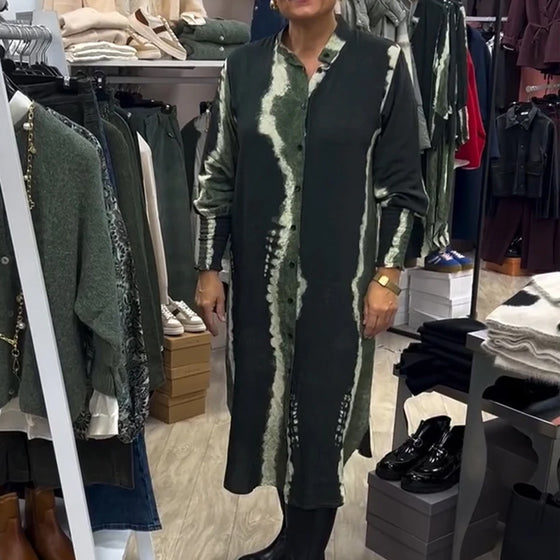 Ståkrave skjortekjole med trykknapper