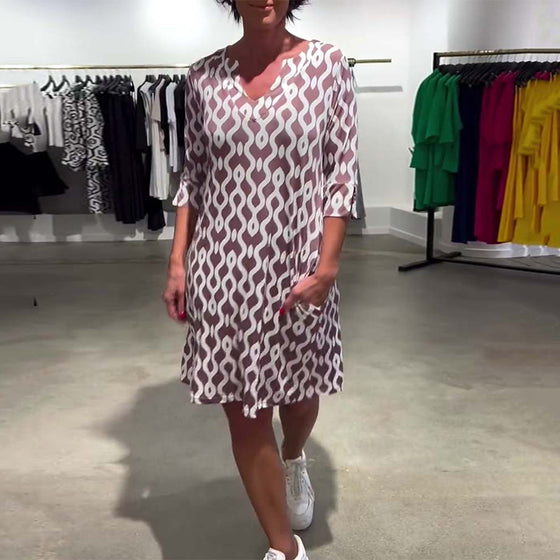 Kjole Ståkrave Mellemlang Trykt