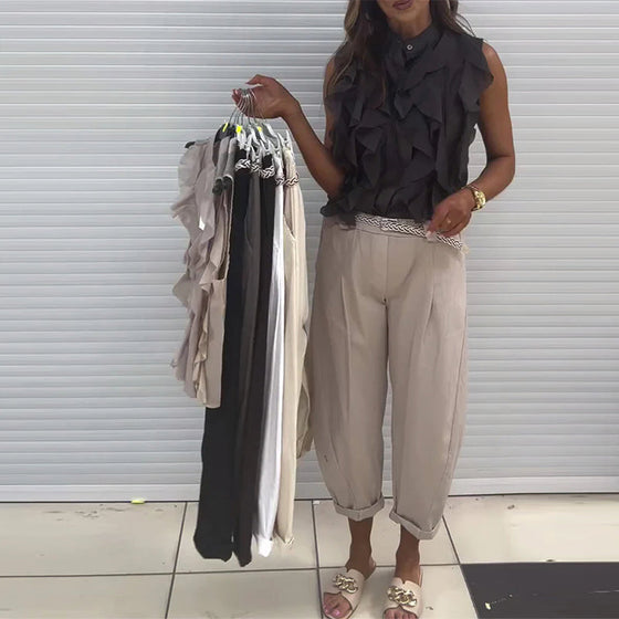 Tank Top Designer Ruffle Ærmløs