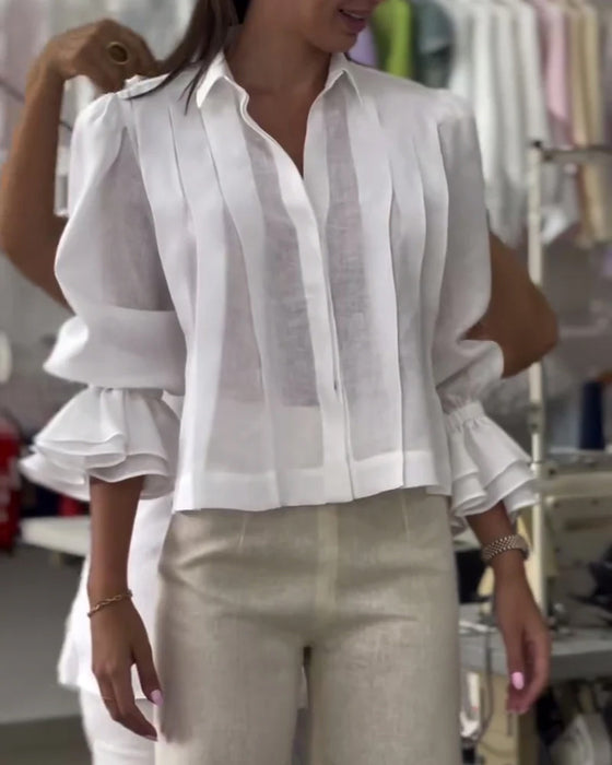 Bluse Puffærme Ruffle