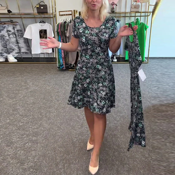 Kjole Stilfuld Slank Talje Trykt