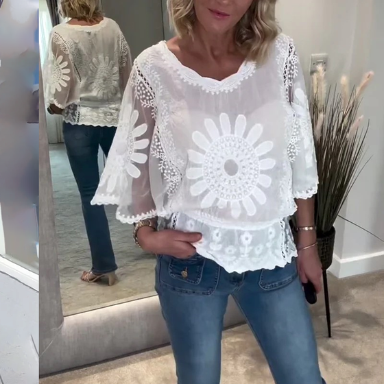 Bluse Broderet Flagermus Knipling