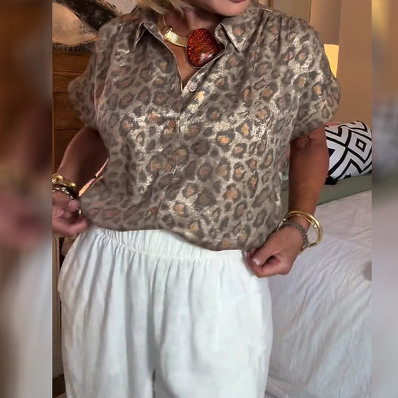 Bluse afslappet leopardprint