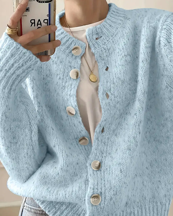 Komfortabel Ensfarvet Cardigan