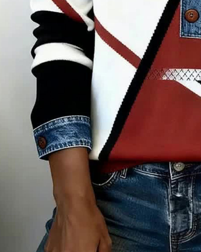 Langærmet Sweatshirt Med Farveblok Og Casual Stil