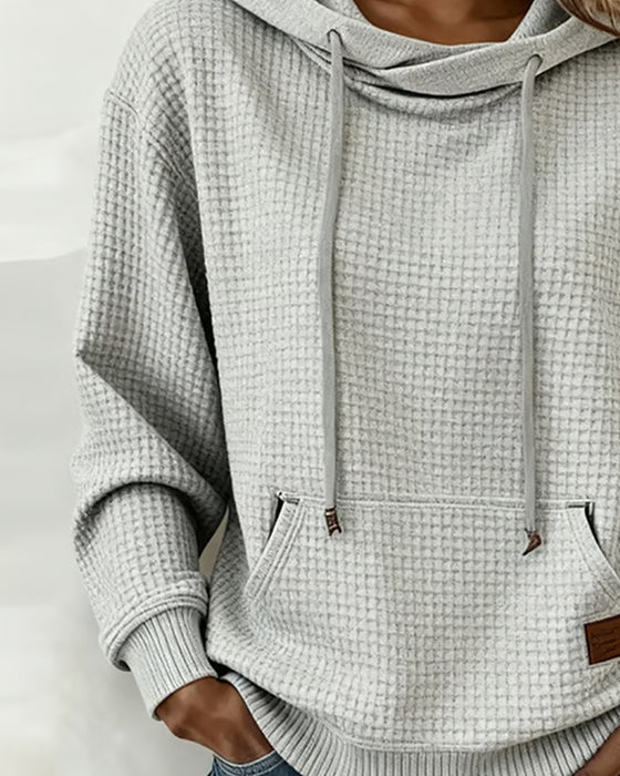 Sweatshirt Hætte Snor Vaffel