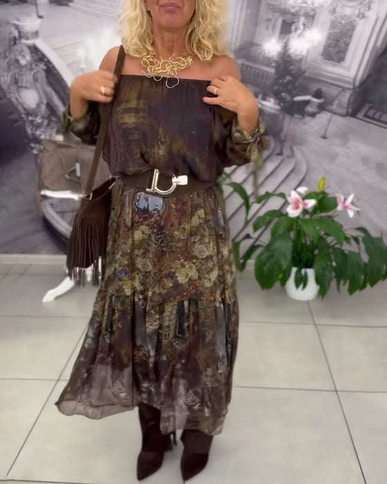 Kjole Elegant Blomstertryk Lang