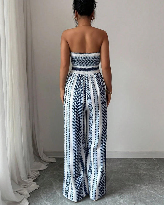 Jumpsuit Geometrisk Bandeau Slids Bred Ben