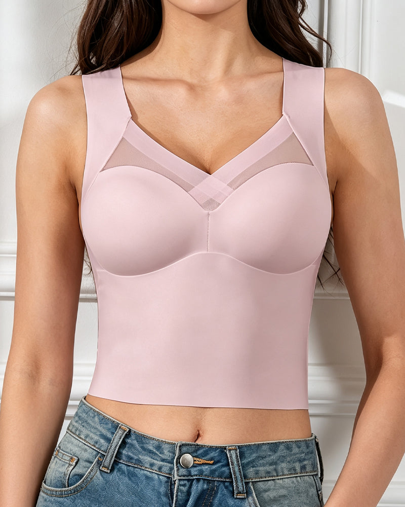 Tank Top Mesh-Splicing Indbygget Bh