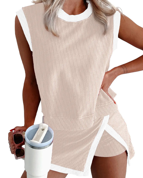 Sæt Stribet Delt Beskyttende Tanktop