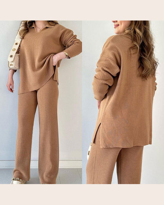 To - delssæt Med Enfarvet Og Strick Egenskaper