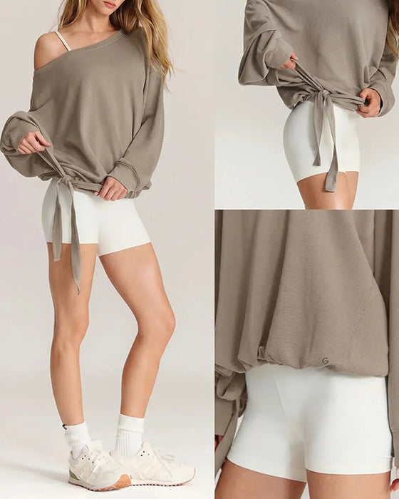 Sweatshirt Enskulder Snørebånd Løs