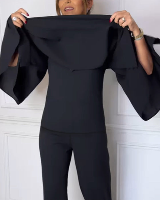 Bluse V-Hals Elegant Butterfly Ærme