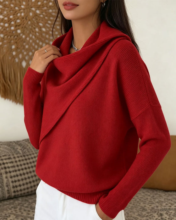 Pullover Stilfuld Mock Hals Lang Ærme Strikket