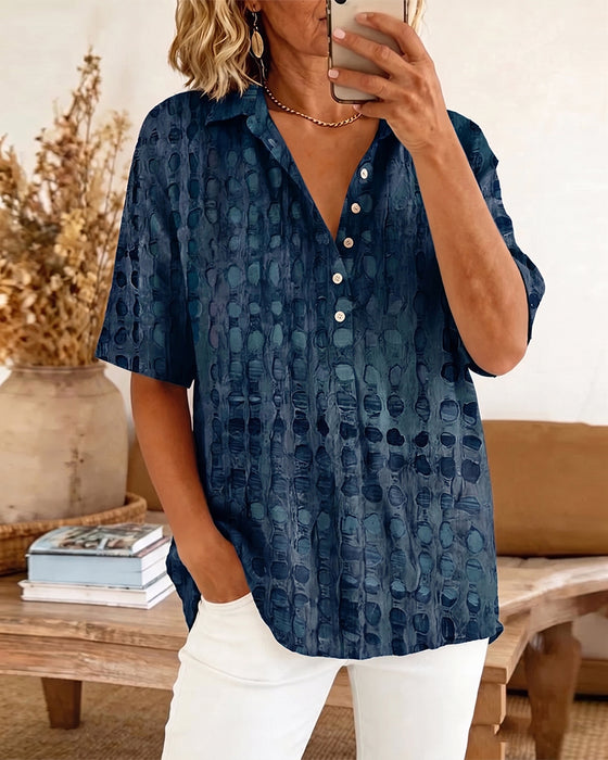 Bluse Prikket Tryk Knap Halv Stolpe
