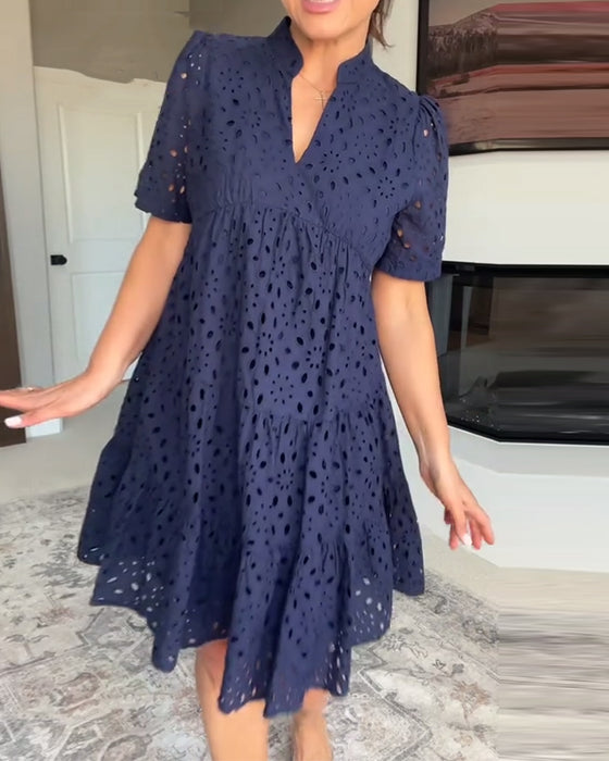 Kjole Stående Krave Udskåret A-Linje