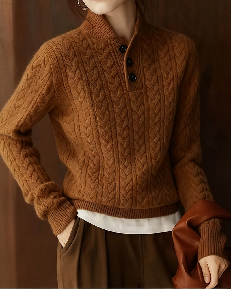 Pullover Ståkrave Flettestrik