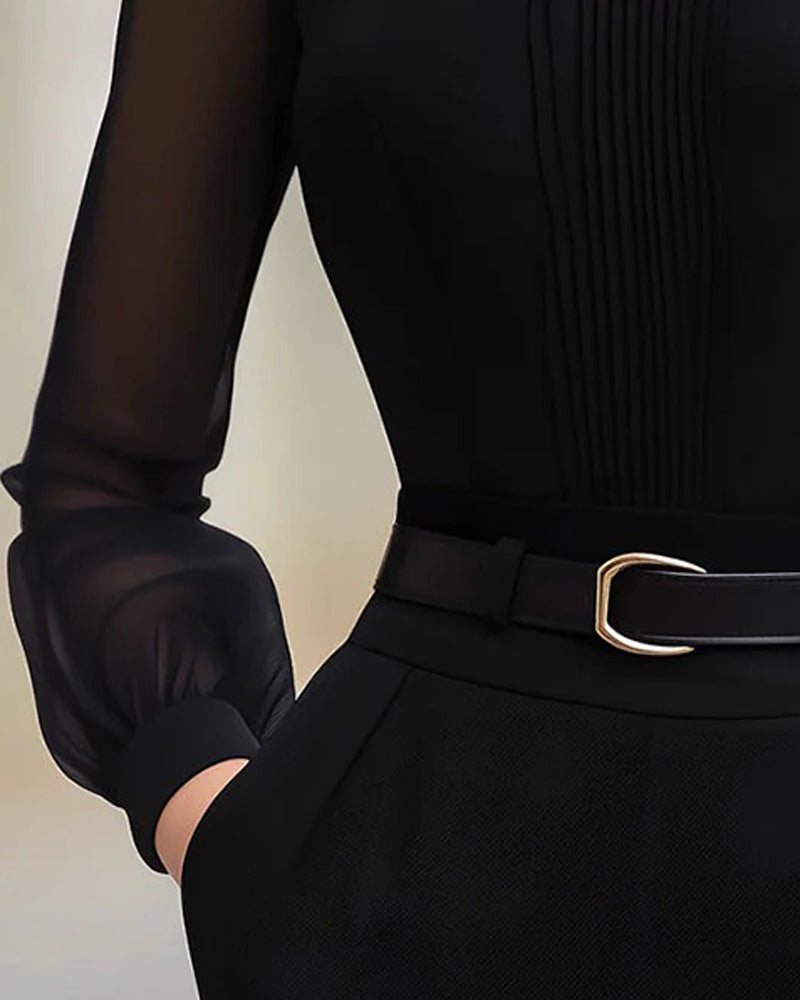 Bluse Elegant Mesh Langærmet