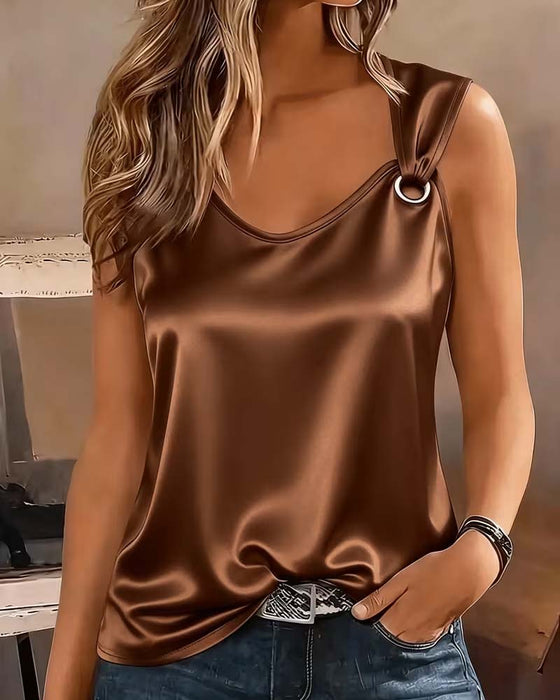 Satin Metal Ring Tank Top