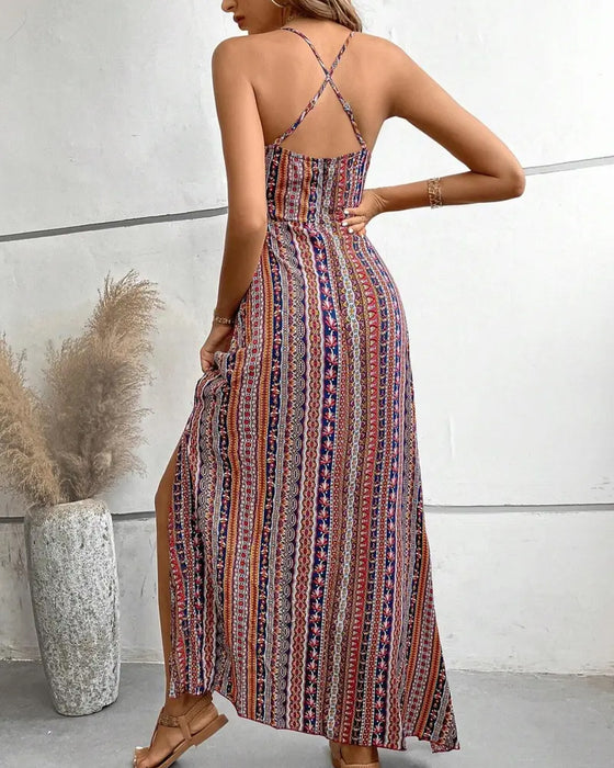 Kjole Spaghettirem Print Strand Slids