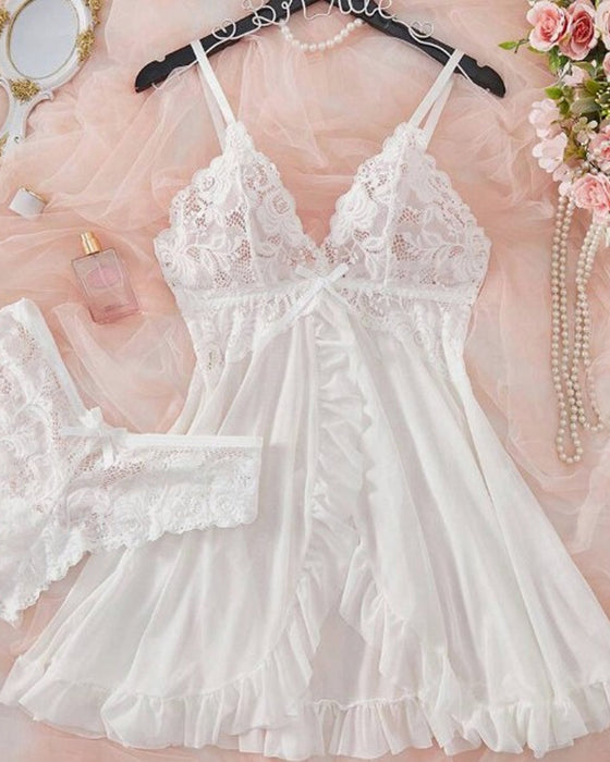 Gennemsigtigt Mesh-Sexet Natkjole-Sæt