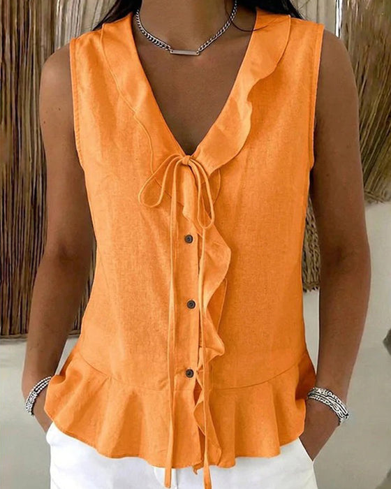Tank Top Ruffle Slips Ærmeløs
