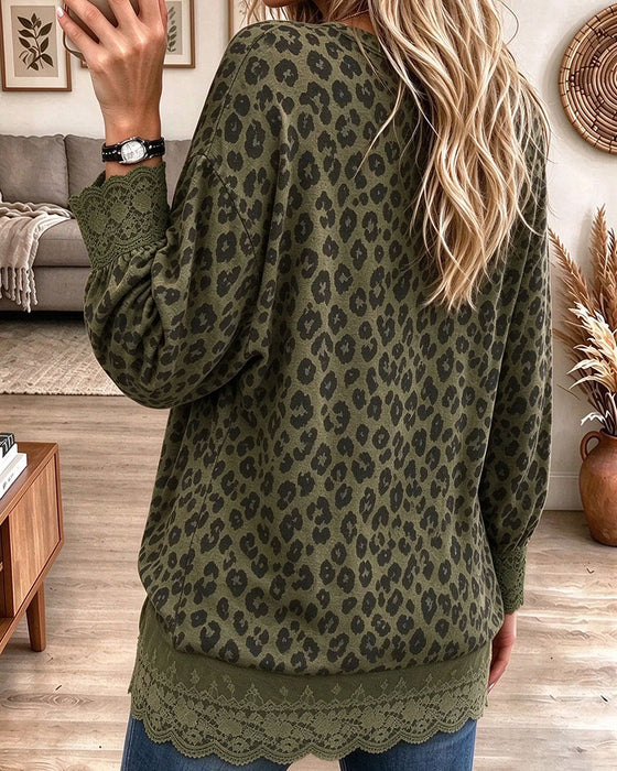 Bluse Blondepanel Leopardtryk