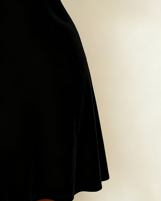 Kjole Langærmet Ensfarvet Rhinestone